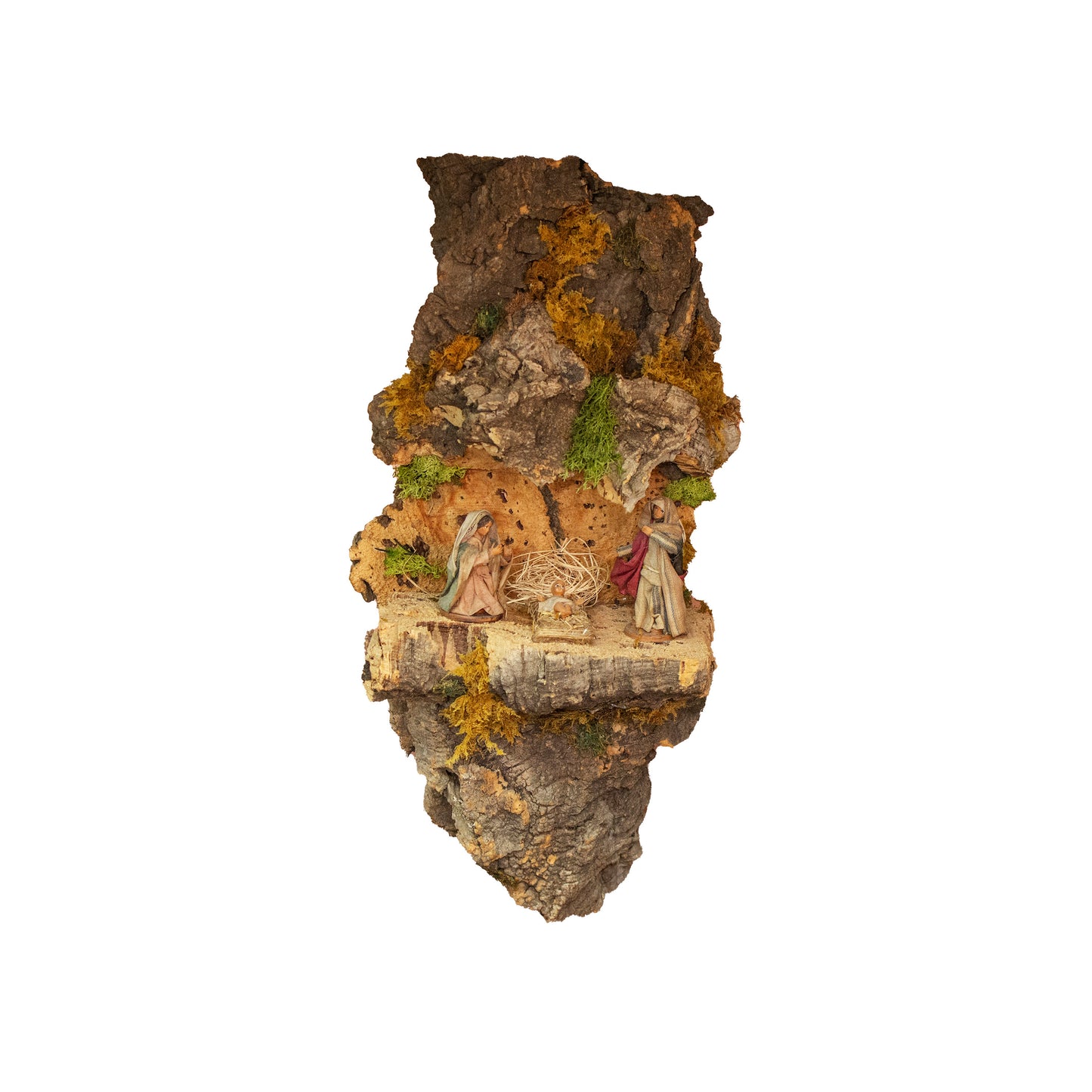 LARGE COMPLETE WALL NATIVITY SCENE WITH TERRACOTTA SHEPHERDS