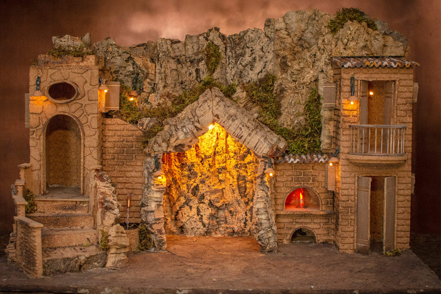 NATIVITY SCENE HOUSE + FOUNTAIN & OVEN