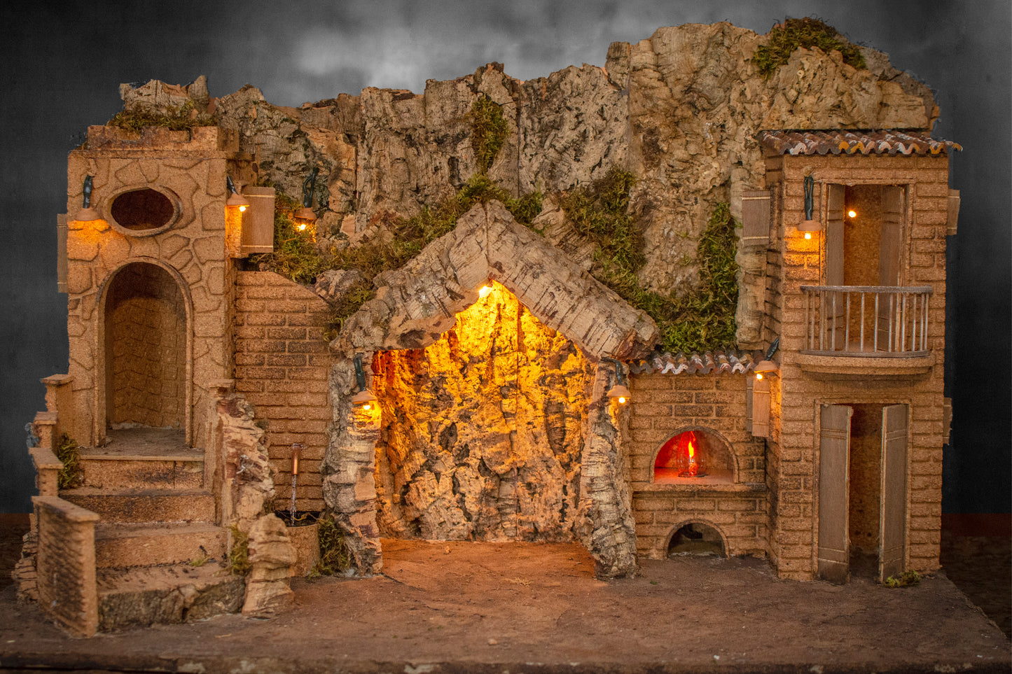 NATIVITY SCENE HOUSE + FOUNTAIN & OVEN