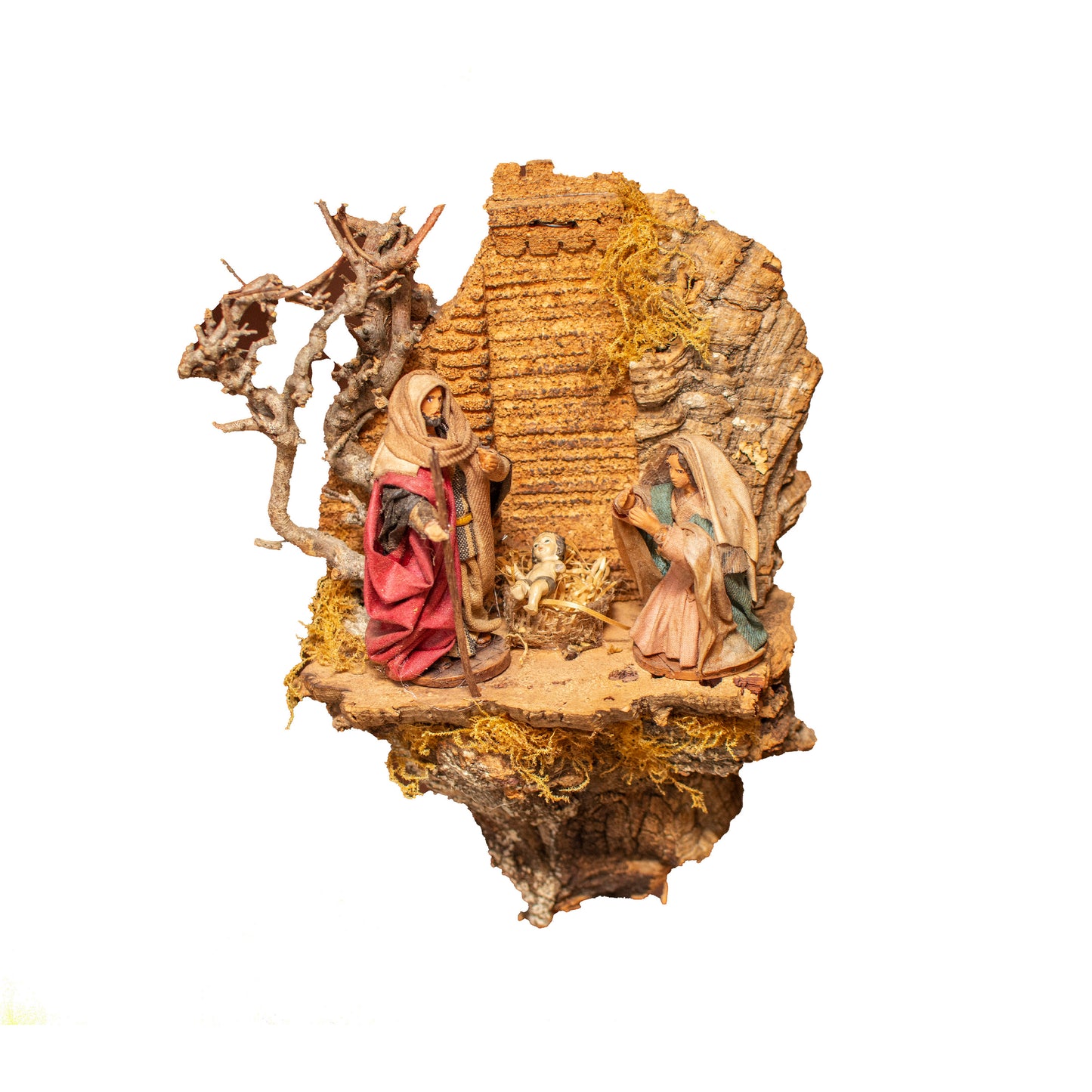 COMPLETE WALL NATIVITY SCENE WITH TERRACOTTA SHEPHERDS