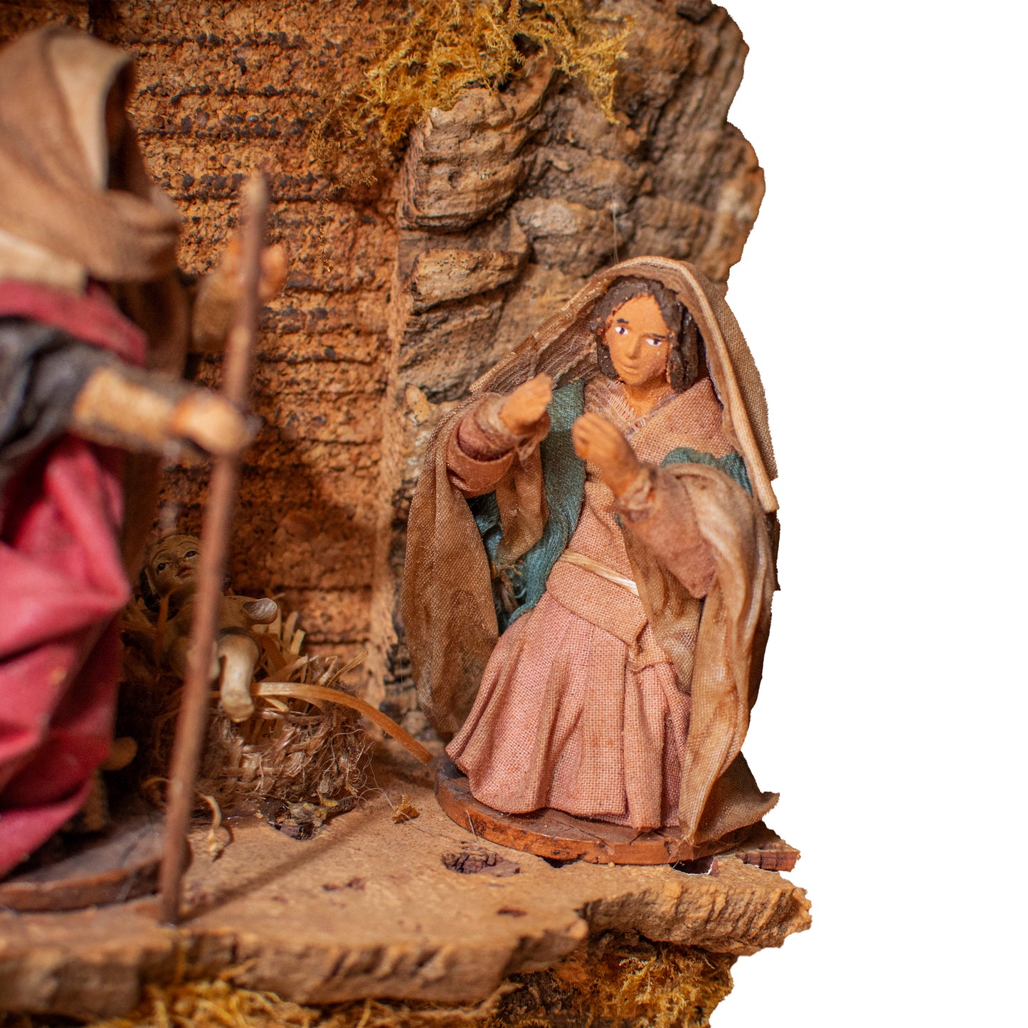 COMPLETE WALL NATIVITY SCENE WITH TERRACOTTA SHEPHERDS