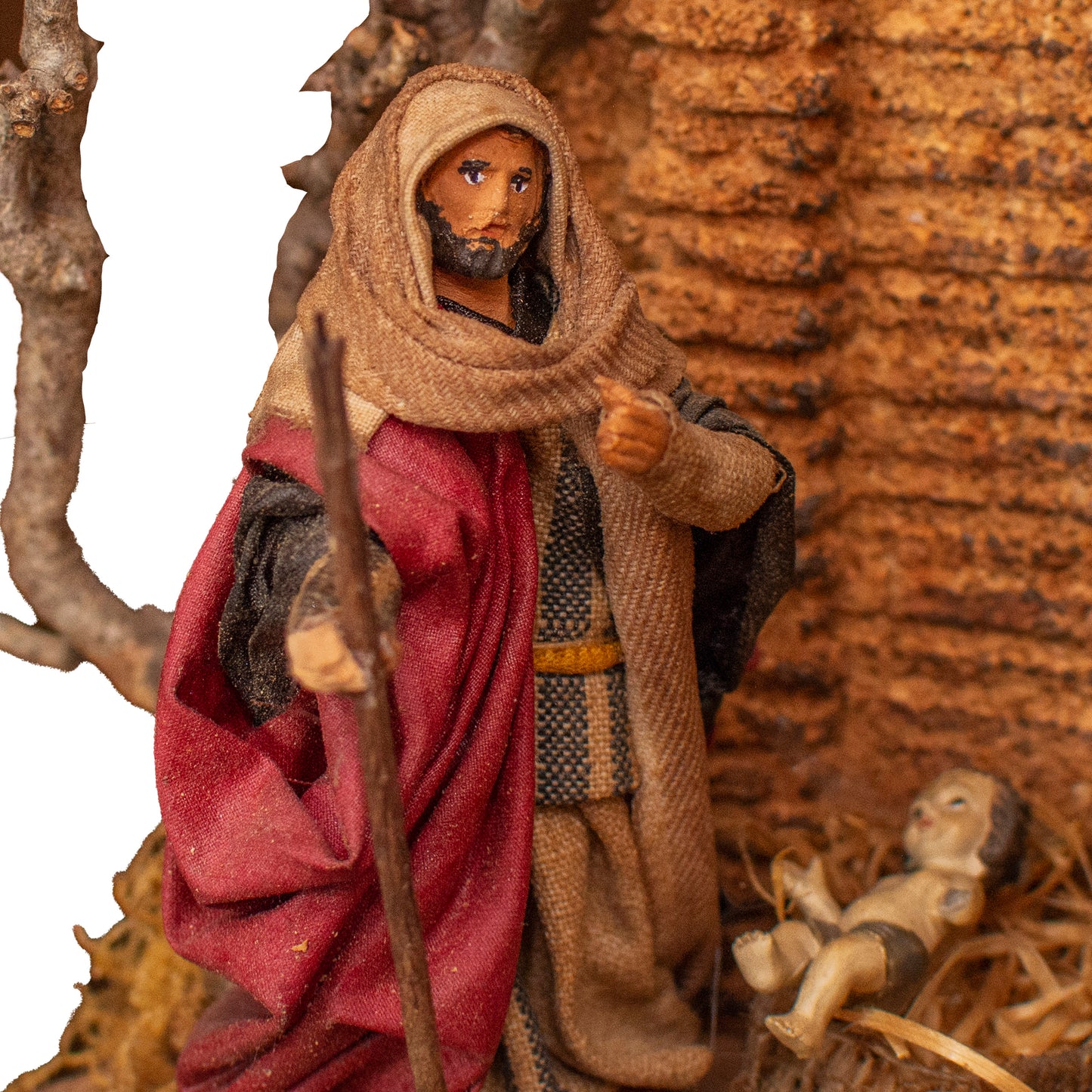 COMPLETE WALL NATIVITY SCENE WITH TERRACOTTA SHEPHERDS