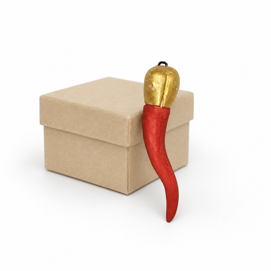 Cornicello Rosso e Oro Artigianale Portafortuna
