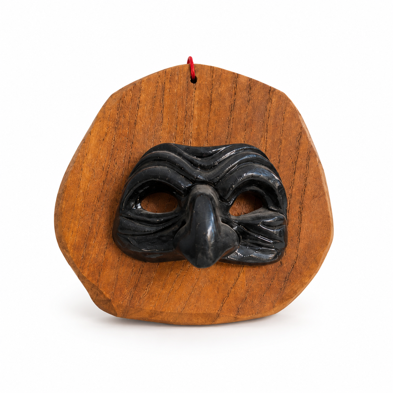 Maschera di Pulcinella su Base in Legno Artigianale