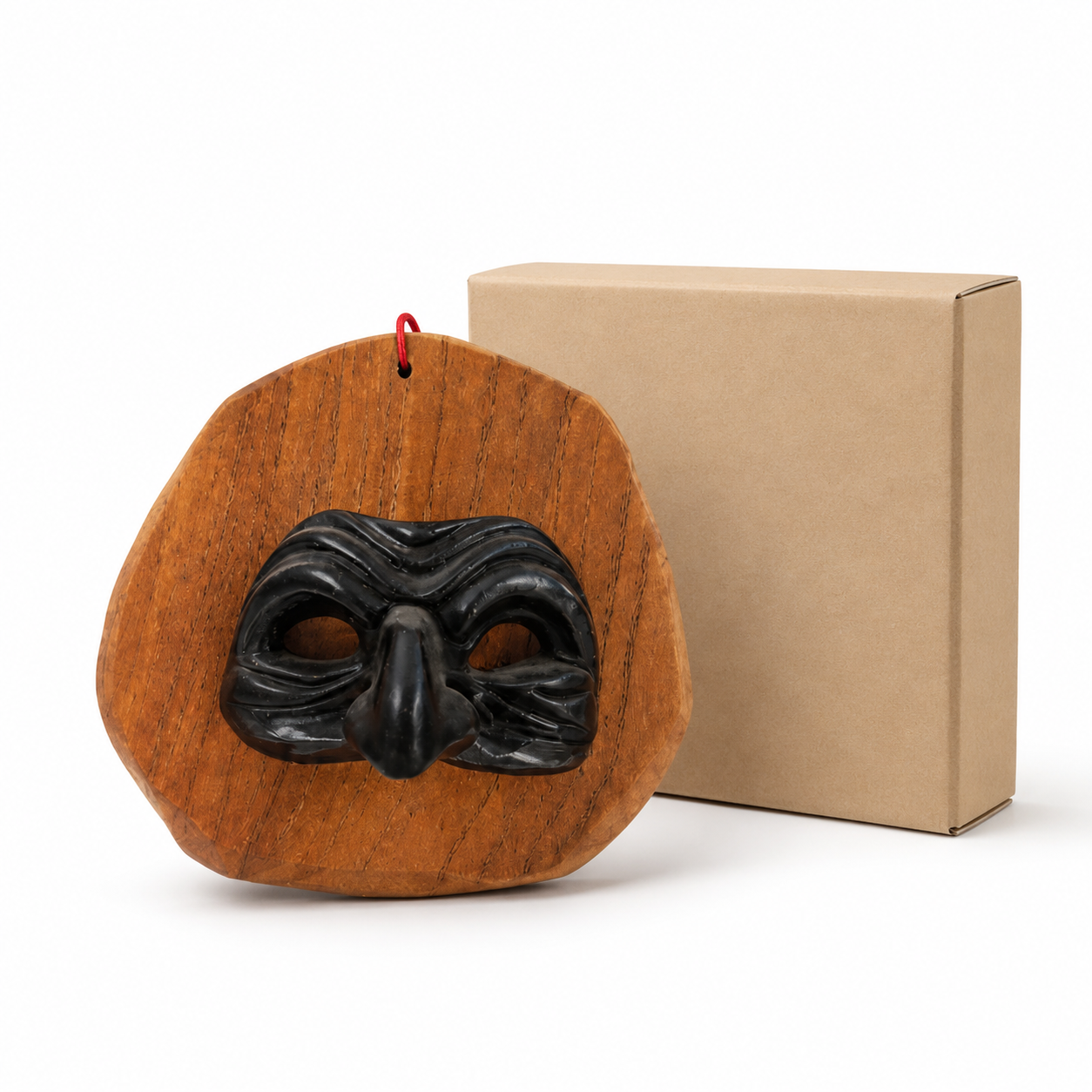 Maschera di Pulcinella su Base in Legno Artigianale