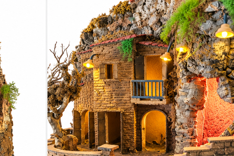 Presepe Artigianale con Cascata e Illuminazione