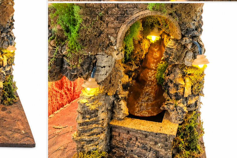 Presepe Artigianale con Cascata e Illuminazione